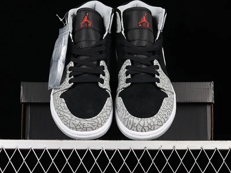 All categories Air Jordan Jordan series basketball shoes Air Jordan 1 Mid Air Jordan 1 Mid "Elephant Toe" AJ1 Joe 1 black and gray crackle pattern DM1200-016